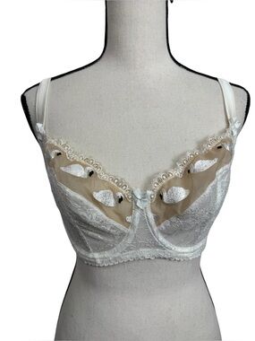 MIMI Holliday Swan Lake Bra Delicate Lace Trim Ivory Underwire Bra